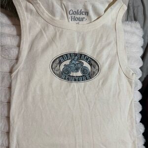 Cream Tank Top with Graphic